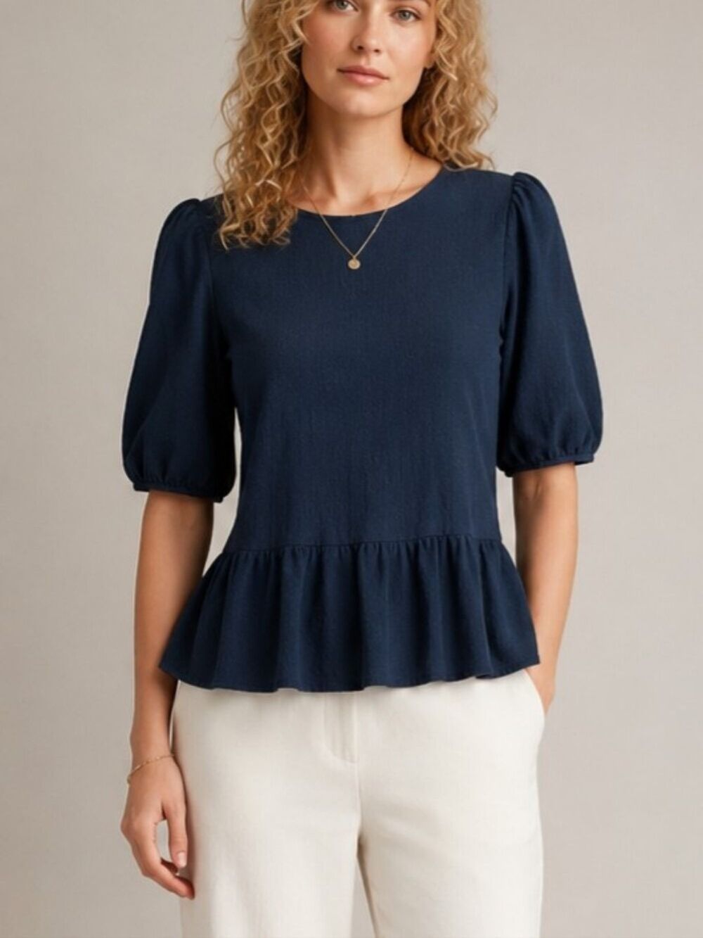 Banana Republic Dark Blue Peplum Top – Size Medium